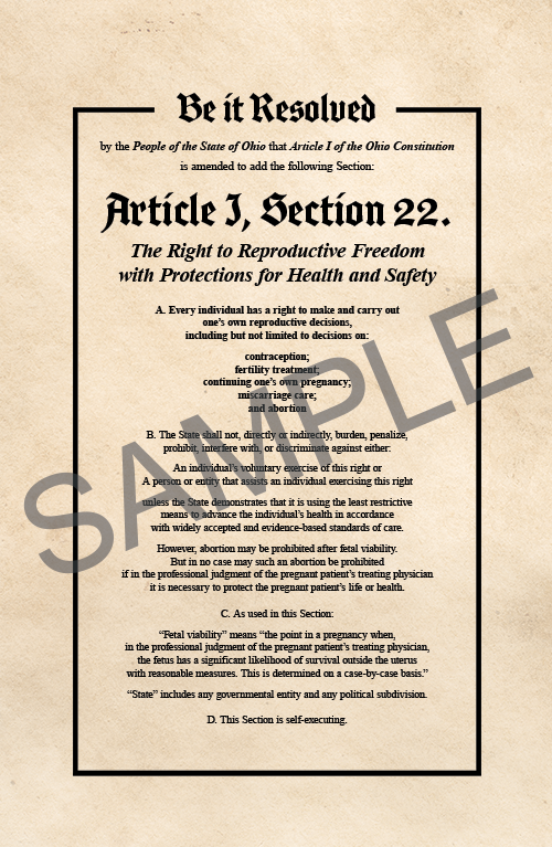 Ohio Reproductive Freedom Amendment 11"x17" Print (sliding scale)